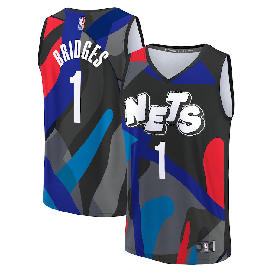 Men Brooklyn Nets #1 Mikal Bridges Fanatics Branded Black City Edition 2023-24 Fast Break NBA Jersey->customized nba jersey->Custom Jersey